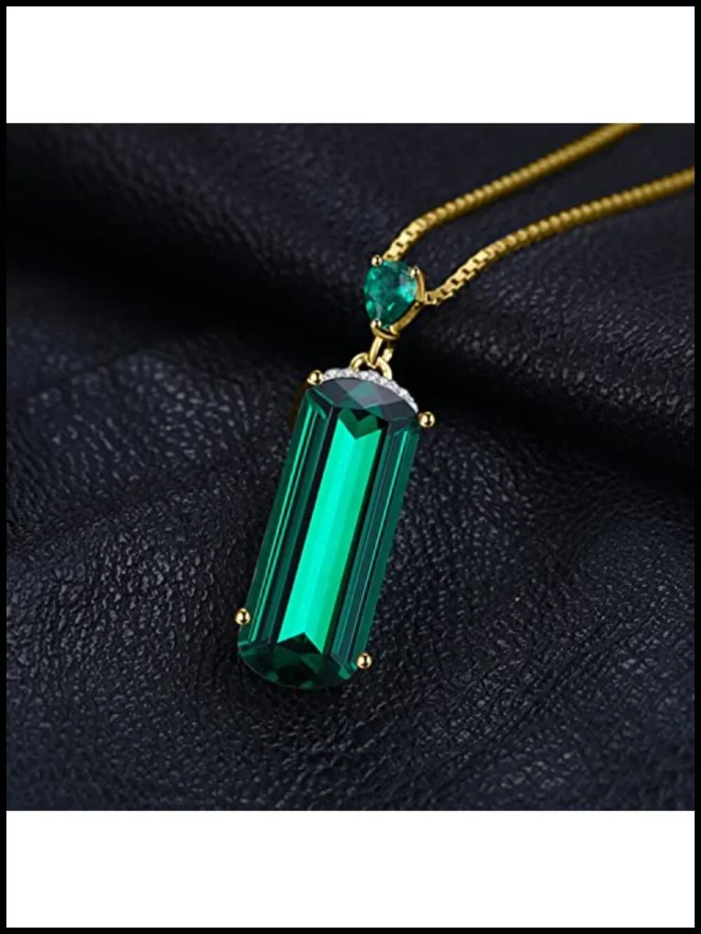 4.4ct Fancy Cut Simulated Green Nano Emerald Pendant Necklace, 925 Sterling
